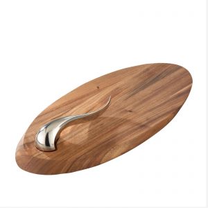 Nambe Swoop Cheese Board w/Knife