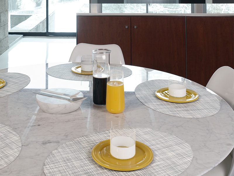 Chilewich Mini Basketweave Placemat - Mist - Oval - Place Setting