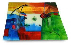 14 Inch Art Glass Square Plate