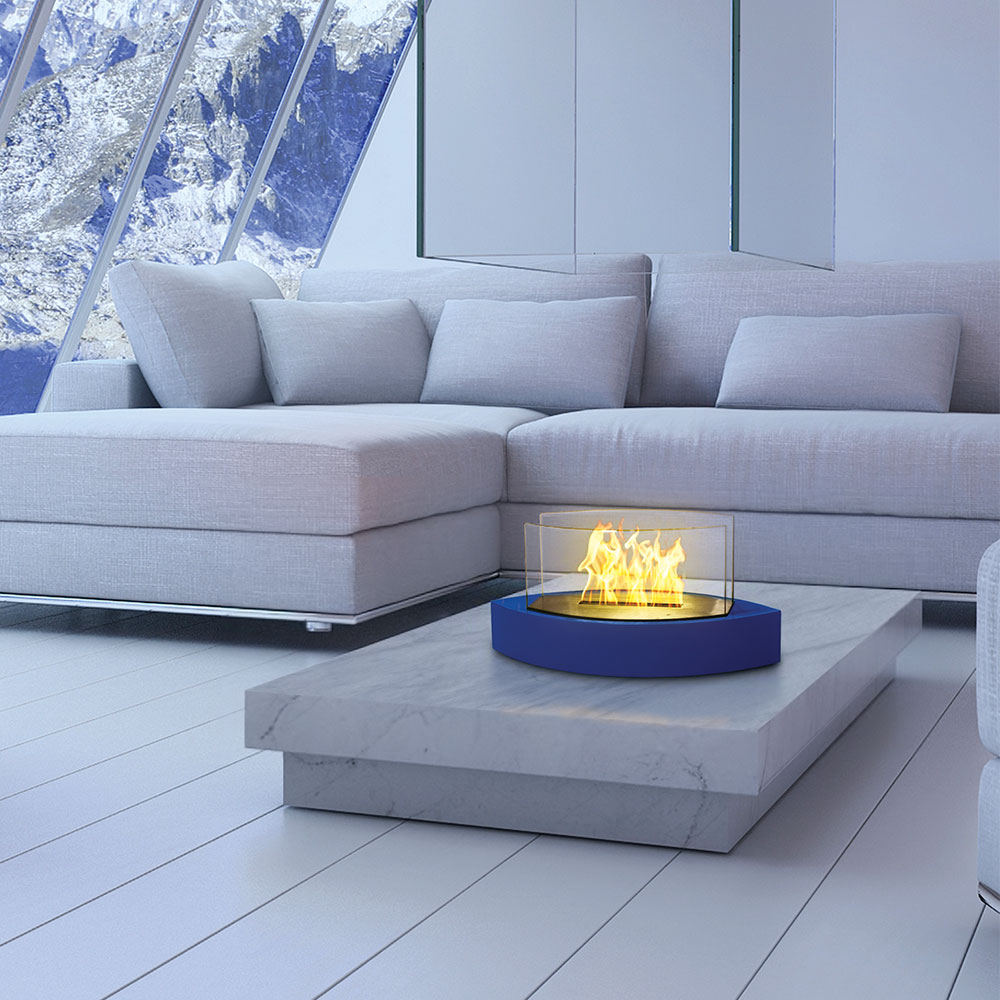 Table Fireplace - Blue - in living room