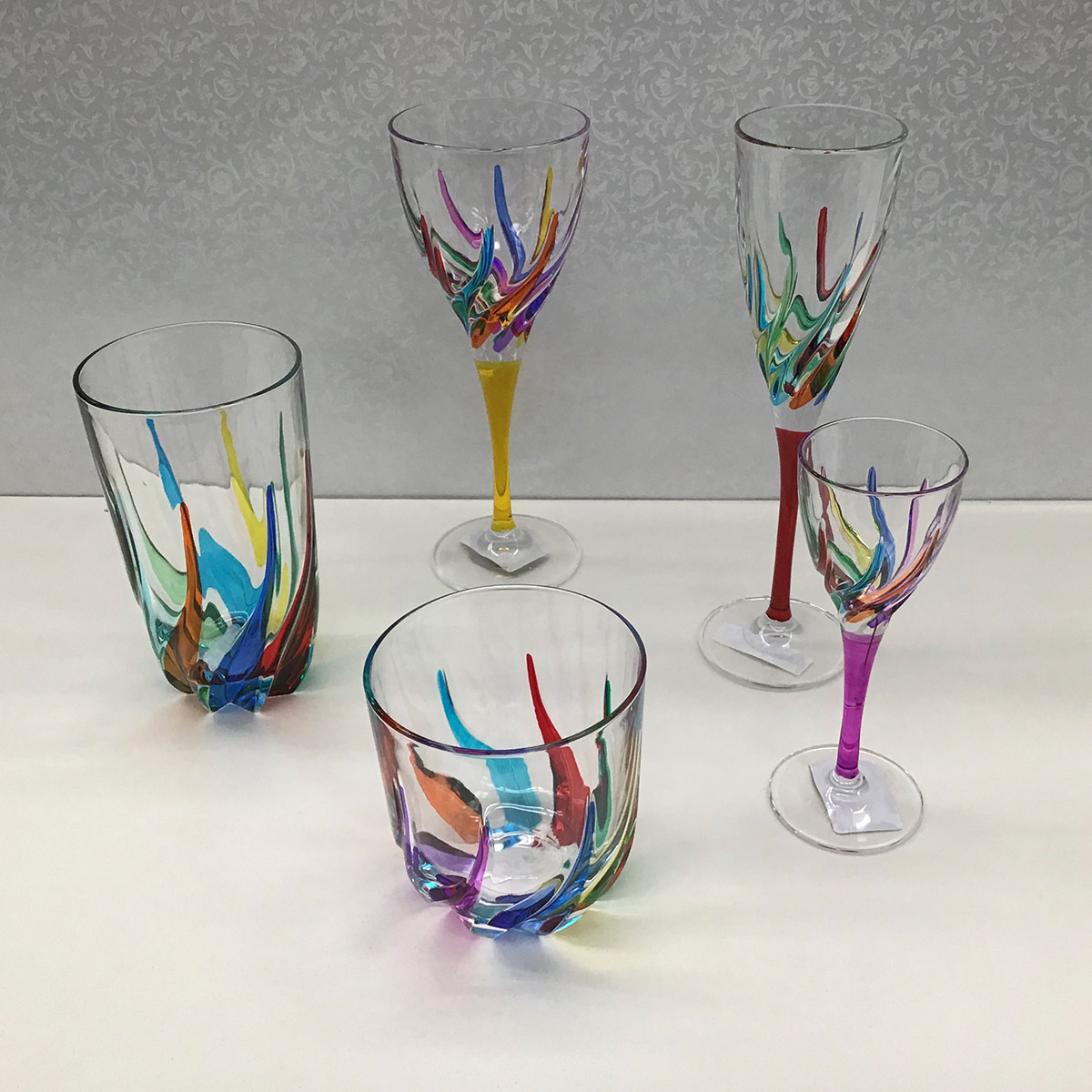 Italian Glass Trix Collection - Wine Glass, Hi-Ball, Double Old Fashioned, Cordial/Liquore, Champagne Flute