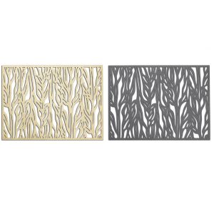 Golden and Dark Grey Placemat with abstract plant pattern