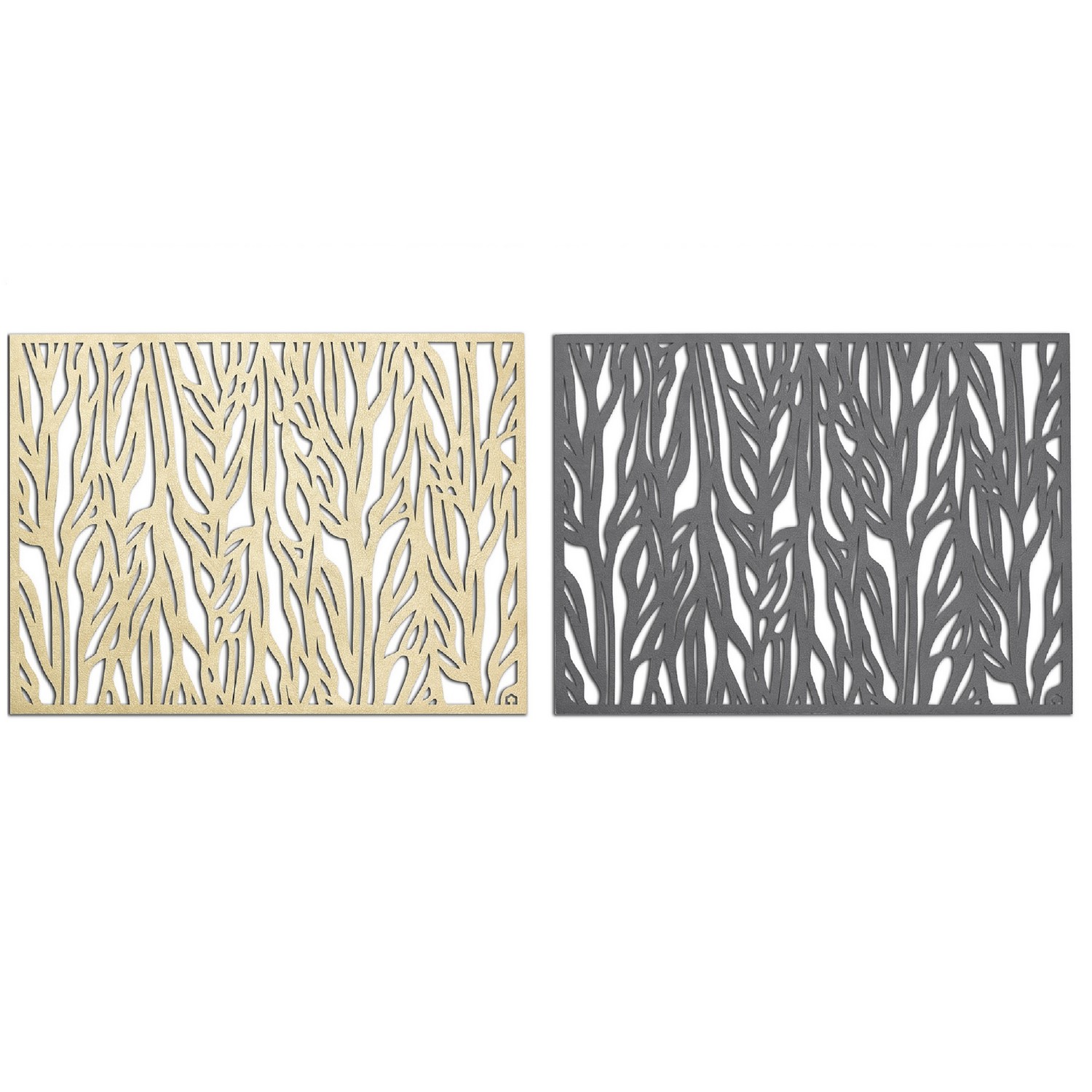 Golden and Dark Grey Placemat with abstract plant pattern