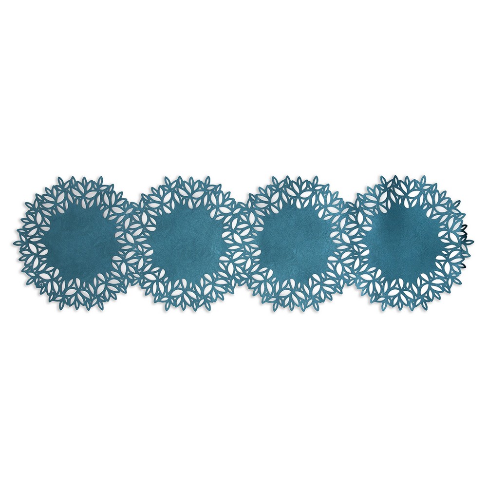 Table Runner with 4 circular shapes in Turquoise