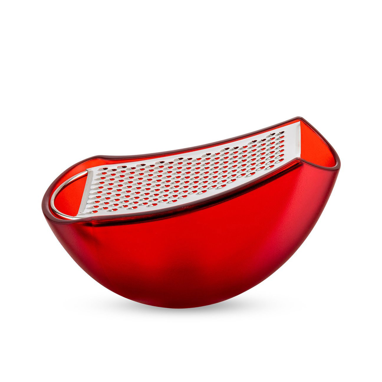 Alessi Grater with Cheese Cellar in Red - side view