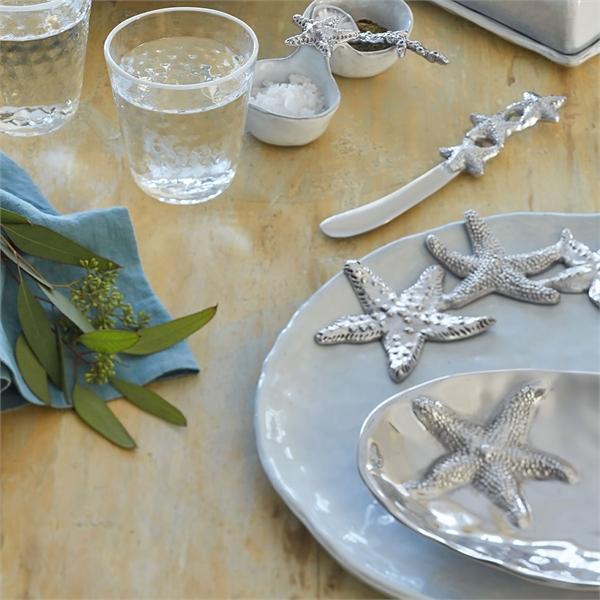 Mariposa Stacked Starfish Spreader beside a starfish serving platter