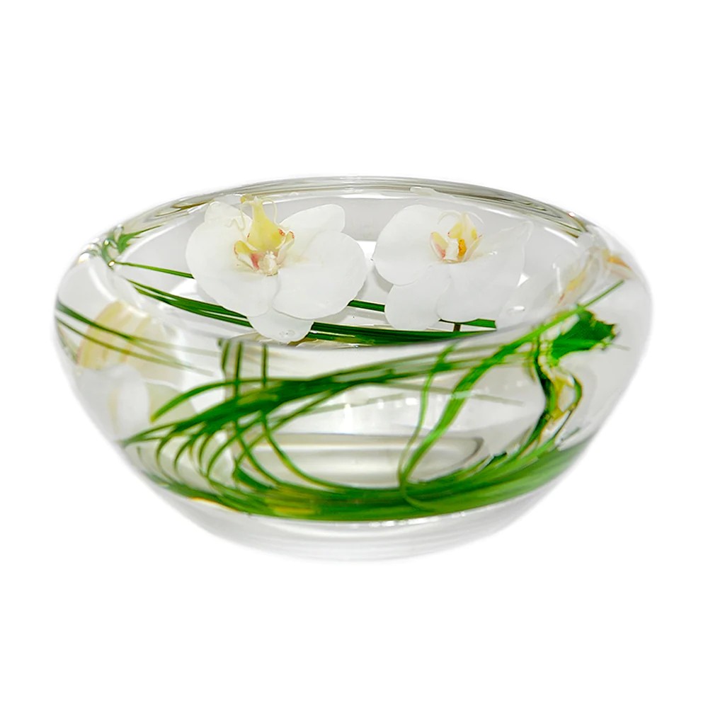 White Phalaenopsis Flower Bowl - Medium