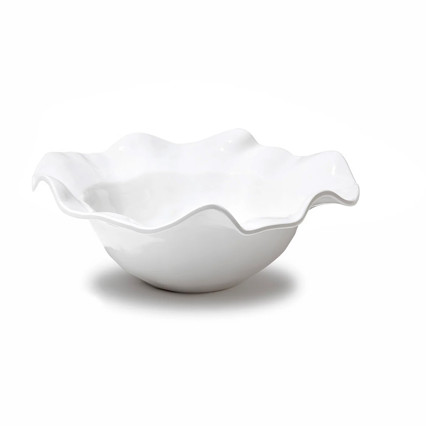Large White Melamine Salad Bowl on white background