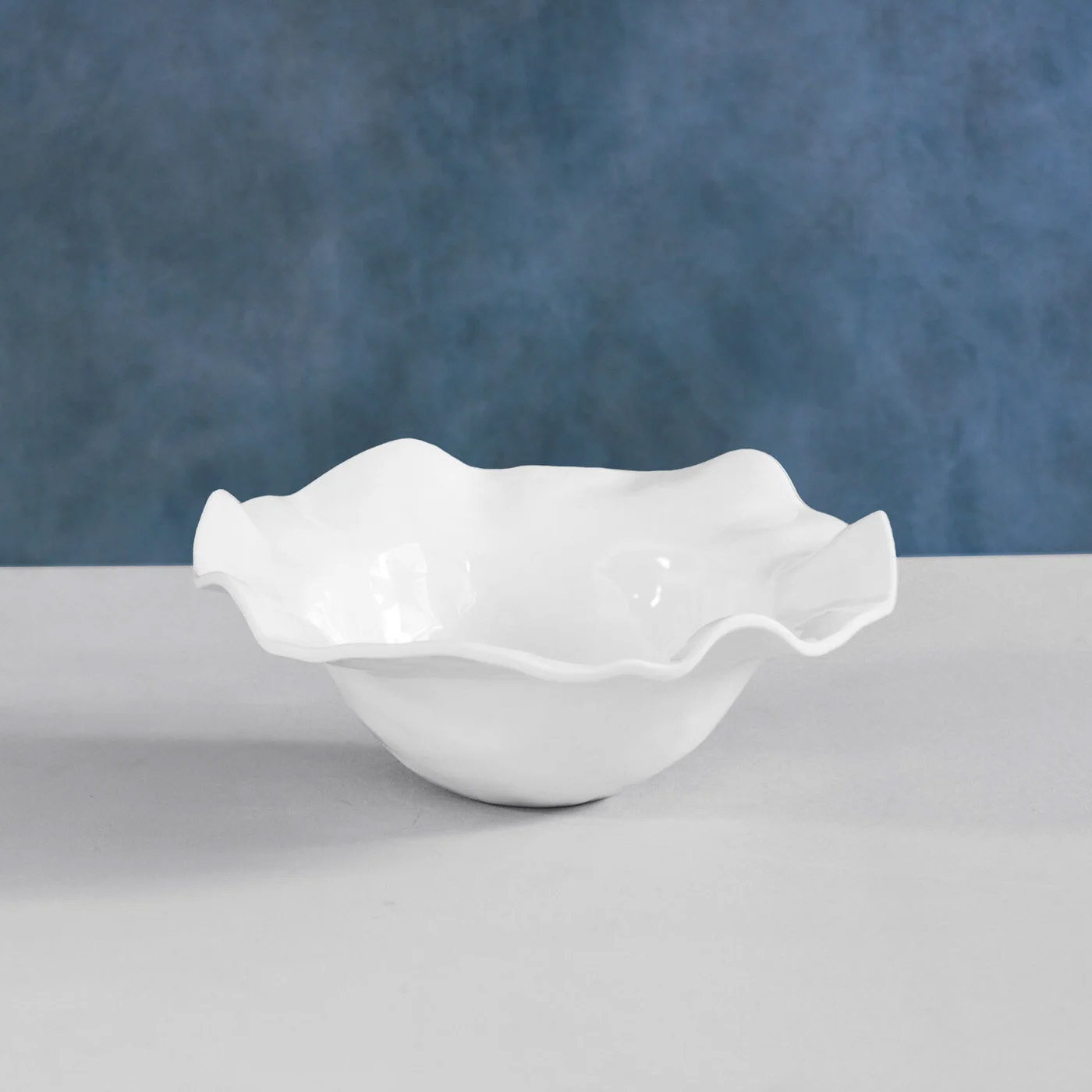 Large White Melamine Salad Bowl on table
