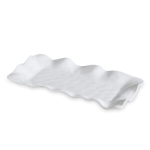 Long White Rectangular Serving Platter on white background