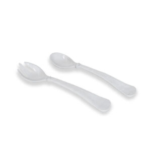 White Salad Server Set on white background