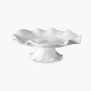 White Pedestal Cake Plate on white background
